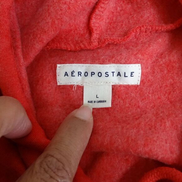 Aeropostale Red Graphic Hoodie Sweatshirt Women Size L Long Sleeve Streetwear - Picture 4 of 9